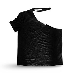 See By Chloe Black One-Shoulder Tee With Neck Detail NWT